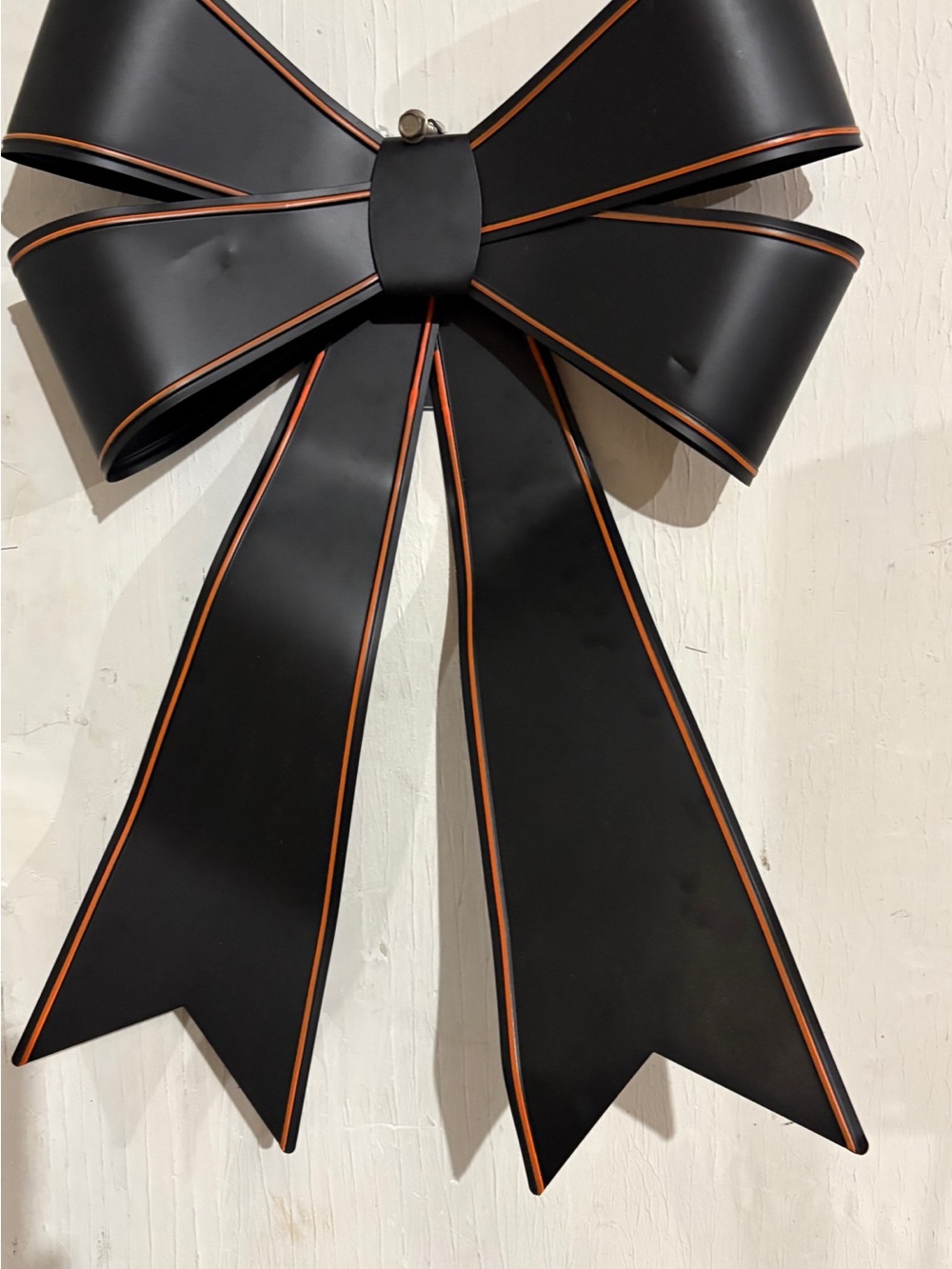 Martha Stewart Metal Bow Wreath Door Decoration 24” Oversized Black Orange Trim